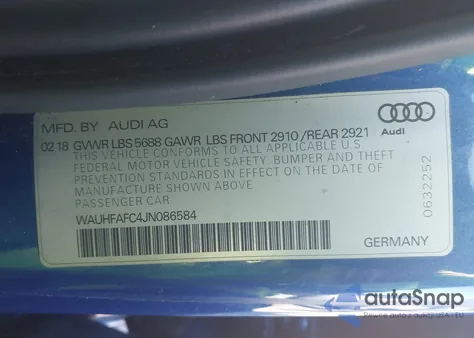 2018 Audi S6 4.0T Premium Plus z USA, uszkodzony, nr VIN WAUHFAFC4JN086584